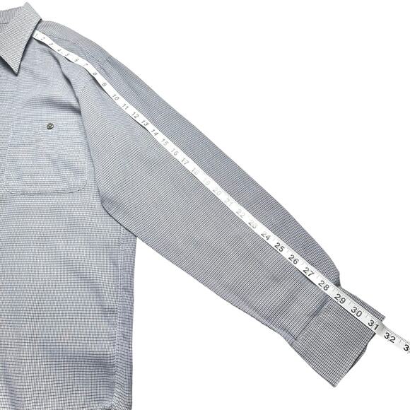 Yves Saint Laurent | Crosshatch Pattern Light Button Up Dress Shirt | Medium - Picture 6 of 13